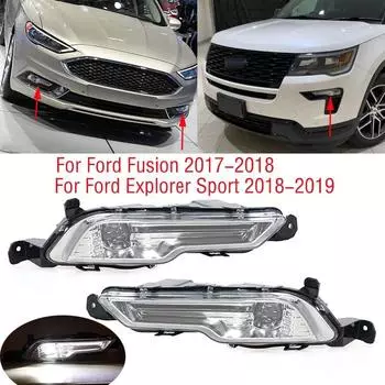 Противотуманные фары для Ford Explorer Sport Fusion Mondeo 2017 2018, автомобильные светодиодные передние бамперы, противотуманные фары DRL, дневное вождение 1PC Left