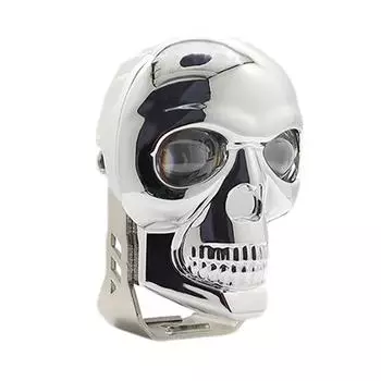 Противотуманные фары для мотоцикла, светодиодные фары в форме черепа, яркий вспомогательный свет и рабочие фары, светодиодные фары для бездорожья серебряный