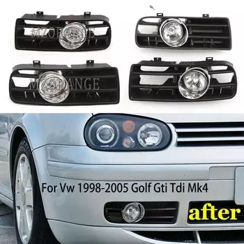 Противотуманные фары светодиодные противотуманные фары для VW Golf 4 MK4 GTi TDI 1997-2006 светодиодные дневные ходовые огни противотуманные фары гоночная решетка указатель поворота