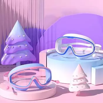 Противотуманные очки для плавания, очки для плавания с широким обзором и большой оправой, с затычками для ушей, профессиональные очки для дайвинга, бассейн