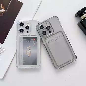 Противоударная подушка безопасности, мягкий шнур, карман, неоновый кошелек, держатель для карт, прозрачный чехол для Apple iPhone 15 14 13 12 11 Pro Max Plus XS XR 8, чехол For iPhone15