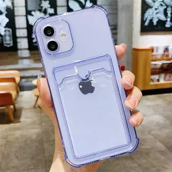 Противоударная подушка безопасности, мягкий шнур, карман, неоновый кошелек, держатель для карт, прозрачный чехол для Apple iPhone 15 14 13 12 11 Pro Max Plus XS XR 8, чехол For iPhone11Pro