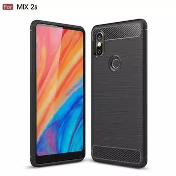 Противоударная задняя крышка для Xiaomi Mix 2s Mi Mix 2S Силиконовый чехол для xaomi Mi Mix2s Mimix 2s Чехол из углеродного волокна Mi Mix 2S чёрный