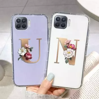 Противоударные чехлы для OPPO A3S A5 A9 A53 A93 2020 Vivo Y11, чехол для OPPO Reno4 Lite Realme 5 C15 C21 ASUS ZenFone, окрашенный бампер для телефона с 26 буквами Vivo Y20