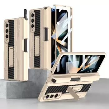 Противоударные чехлы для телефонов на весь корпус для Samsung Galaxy Z Fold 4 Fold4 Fold3 Fold 3 Zfold4 Zfold3 Чехол из пленки из закаленного стекла no pen серебряный