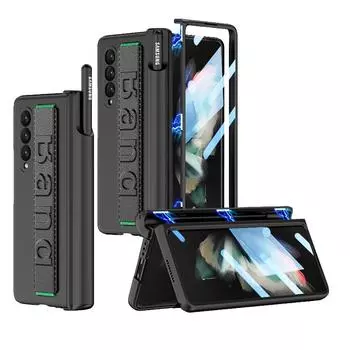 Противоударные чехлы из закаленного стекла с пленкой для Samsung Galaxy Z Fold 4 5g Fold4 Fold 3 Fold3, браслет на весь корпус, сумка для телефона, капа no pen углеродного волокна черного