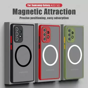 Противоударные чехлы Magsafe для Samsung Galaxy A53 5g A52 A12 A13 A51 A71 A32, магнитный чехол для зарядки Samsung A52s A33, чехол A71 красный