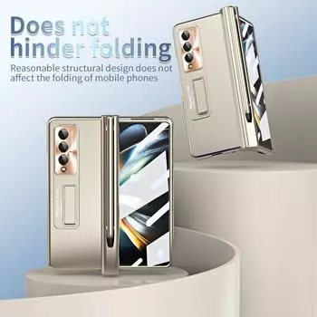 Противоударный экран, стеклянная пленка, складной чехол для Samsung Galaxy Z Fold4 5g Fold 4 Fold3 Fold 3 Zfold4 подставка S со слотом для ручки Funda for Samsung Z Fold 4 чёрный