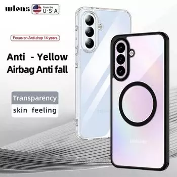 Противоударный акриловый чехол Magsafe для Samsung A36 A16 A06, матовый прозрачный чехол для беспроводной зарядки для Galaxy A15 A16 A36, корпус без желтизны For Galaxy A36 чёрный