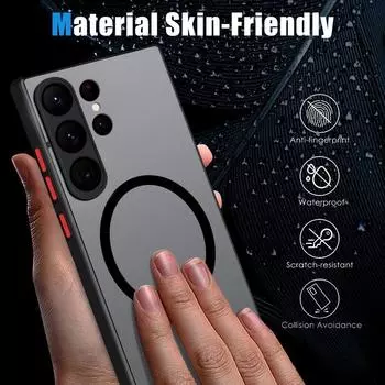 Противоударный бампер прозрачный магнитный круг для беспроводного чехла Magsafe для Samsung S25 Plus S24 FE S23 Ultra S23 S22 S21 A36 A56 A16 A55 A15 A25 A35 Samsung S22 Ultra чёрный