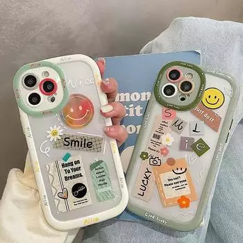 Противоударный бампер с забавным письмом, прозрачный милый чехол для телефона с улыбкой и улыбкой для Iphone 14 13 12 11 Pro Max, модный мягкий силиконовый чехол на заднюю панель For iPhone 12