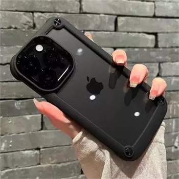 Противоударный бронированный бампер для iPhone 16 15 14 Plus 13 12 11 Pro Max XS XR X Мягкая рамка TPU Гибридный прозрачный прочный чехол iPhone 16 Pro Max чёрный