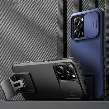 Противоударный бронированный жесткий чехол для Redmi Note 12 Pro 4G 5G 11 SE 11S 10S 9 10 Pro Max, защитная подставка для объектива камеры, чехол-держатель для Poco X5 Pro for POCO X5 Pro 5G чёрный