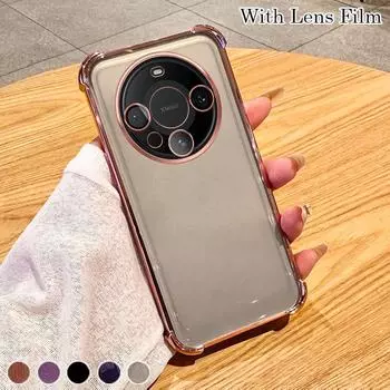 Противоударный чехол Airbag с пленкой для объектива для Huawei Mate 60 50 40 30 Pro P30 P40 P50 P60 Pro Pura 70 Pro Nova 7 8 9 10 11 12 Pro Honor 100 200 Pro Huawei P30 чёрный