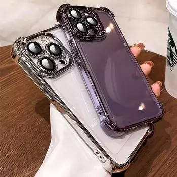 Противоударный чехол Airbag с пленкой для объектива для iPhone 15 Plus 14 13 12 11 Pro Max 14 Plus XR Samsung S24 S23 S22 S21 Ultra Plus S23 FE A15 A55 A14 A34 A54 iPhone 7/8/SE 2020 чёрный