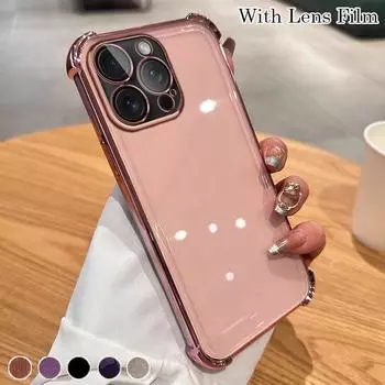 Противоударный чехол Airbag с пленкой для объектива для iPhone 16 15 14 Plus 13 12 11 Pro Max XS Samsung S25 S24 S23 S22 S21 Ultra Plus FE A16 A15 A55 A14 A34 A54 iPhone 7/8/SE 2020 чёрный