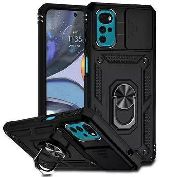 Противоударный чехол Armor для Motorola Moto G22 G 5G 2022 G62 G32 G51 G71 G52, магнитный кольцевой держатель, защитный чехол для телефона Moto Edge 30pro Moto G52 4G чёрный