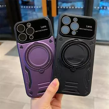 Противоударный чехол Armor Ring Holder для iPhone 15 14 13 11 12 Pro Max для Magsafe Magnetic Cover для iPhone 15 14 Plus Funda For iPhone 15 ProMax красный