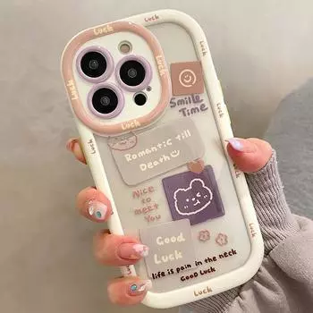 Противоударный чехол-бампер с рисунком медведя и кролика для Iphone 13 Pro Max 14 12 11, мягкий силиконовый прозрачный чехол для задней панели телефона For iPhone 12 Pro