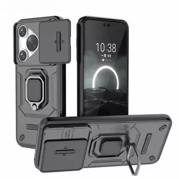 Противоударный чехол для Huawei Pura 70 Ultra Pura70 Slide Lens Camera Armor Back Coque для Honor Magic 5 6 Lite 90 X9A X9B Cover Huawei Pura 70 чёрный