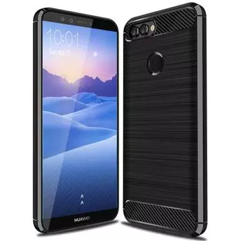 Противоударный чехол для Huawei Y9 2018, чехол для телефона, силиконовый матовый чехол для Huawei y9 2018, чехол из углеродного волокна Huawei Y9 2018 чёрный