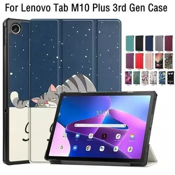 Противоударный чехол для Lenovo Xiaoxin Pad 2022 10,6 Tab M10 Plus, чехол 3-го поколения TB128FU TB125FU Funda, тройная складная магнитная подставка для планшета M10Plus 3rd TB-125FU