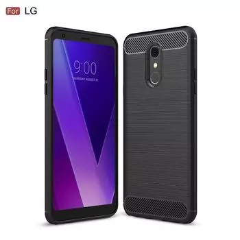 Противоударный чехол для LG Q7 Q7+, силиконовый чехол с защитой от царапин для LG Q7 alpha LGQ7 Plus, роскошный чехол из углеродного волокна LG Q7 чёрный