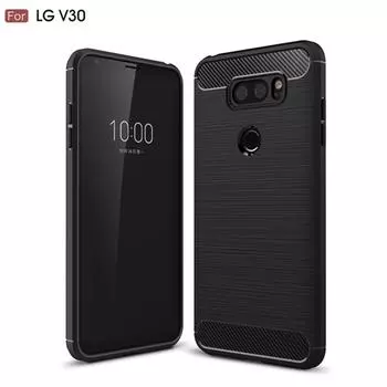 Противоударный чехол для LG V30, силиконовые матовые чехлы, мягкий чехол для телефона LG V30, LGV30, чехол из углеродного волокна LG V30 чёрный