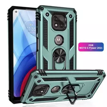Противоударный чехол для Motorola Moto G Power 2021, чехол Moto G Power, держатель с кольцом на палец, чехол для телефона Moto G Power GPower Funda Moto E зелёный