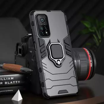 Противоударный чехол для Redmi 9T, чехол-подставка с кольцом, силиконовый жесткий чехол для Xiaomi Mi 11, чехол Redmi 7 86 7s 8t 8 Pro, чехол POCO X3NFC, чехлы Redmi 10 чёрный