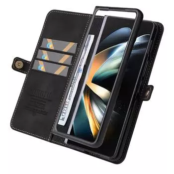 Противоударный чехол для Samsung Galaxy Z Fold 6 Z Fold 4, откидная крышка, складная машина, кожаный чехол, защитный чехол для Sam Z Fold 3 Z FOLD 4 красный