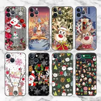 Противоударный чехол для телефона Apple iPhone 14 11 13 12 Pro Max 7 8 6 6S 14 Plus XR X XS max SE Soft Fundas Christmas Red Nose Elk iPhone 6 6S
