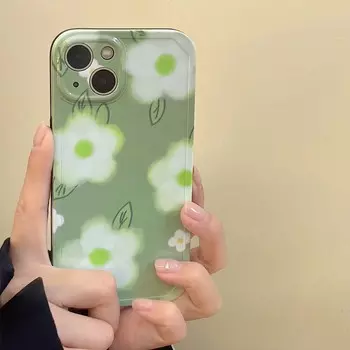 Противоударный чехол для телефона Ins с зеленым цветком для Iphone 11 12 13 Promax X Xsmax Xr 14 Pro Max Plus, силиконовая мягкая задняя крышка Imd for iphone xsmax