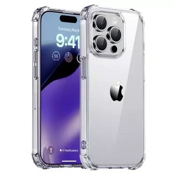Противоударный чехол для телефона IPAKY для iPhone 15 Pro Max, Жесткая ПК задняя панель, ТПУ рамка, Прозрачный чехол для телефона A