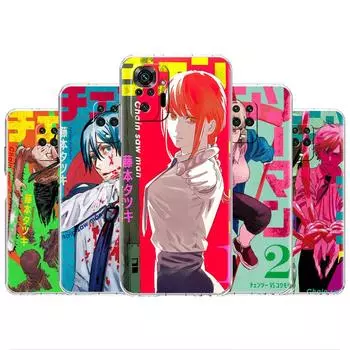 Противоударный чехол для телефона Redmi Note 11 11E 10 9 8 Pro 11S 9S 10S K40 9A 9C 8T 7 10C 9t 9s Мягкий чехол Аниме Девушка с бензопилой Redmi K40