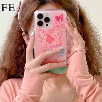 Противоударный чехол для телефона с изображением розового кота Imd высокого качества 2023 Happy Puppy Dog с рисунком для Iphone 11 12 Promax 14 13 Pro Max Back Fundas For iphone 12promax