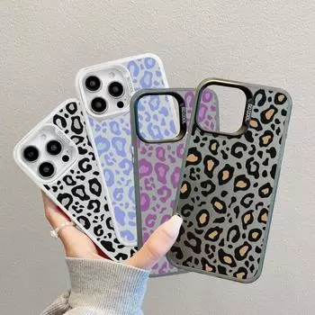 Противоударный чехол для телефона с леопардовым принтом для iPhone 15 14 Pro Max 13 12 11 X XS XR 8 7 Plus IMD Creative Cover iPhone 15 коричневый