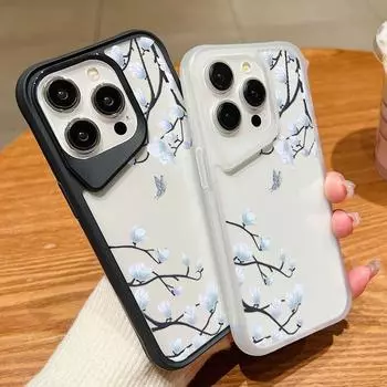 Противоударный чехол для телефона с маленьким белым цветочным принтом для iPhone 15 Pro Max 14 Plus 13 Pro, прозрачный акриловый корпус с мягким краем