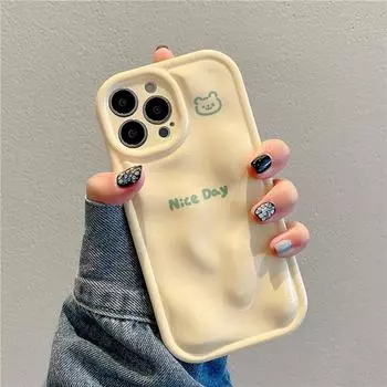 Противоударный чехол для телефона с милым медведем и 3d буквами метеорита для Iphone 14 11 12 13 Pro Max, мягкая задняя крышка с забавным мультяшным рисунком For iPhone 11