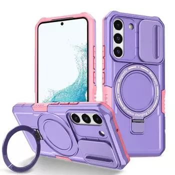 Противоударный чехол для телефона с выдвижными линзами для Samsung Galaxy S24 Ultra S23 Plus S22 S21 FE S20 Note 20 Ultra Magsafe, чехол для беспроводной зарядки, бампер For Galaxy S20 FE чёрный