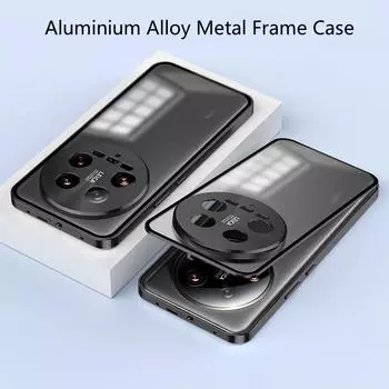 Противоударный чехол для телефона Xiaomi 14 Ultra 13 Ultra, металлический каркас из алюминиевого сплава + акриловая задняя крышка, чехол для Xiaomi 14 Pro Mi 14 13, бампер For Xiaomi 14 Ultra чёрный