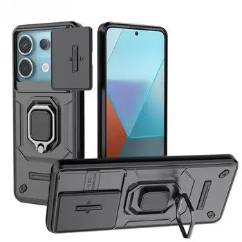 Противоударный чехол для Xiaomi Redmi Note 12 13 Pro Plus 12S 13C POCO F5 X5 X6 M6 Pro C65 4G чехол для телефона сдвижной объектив камеры задняя крышка Redmi Note 12S чёрный