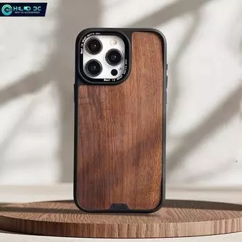 Чехол Hoda Natural Hard Walnut военного класса, противоударный, совместимый с iPhone 16/15, магнитный, с защитой от отпечатков пальцев, для 16 Pro Max, чехол класса люкс 15 pro max
