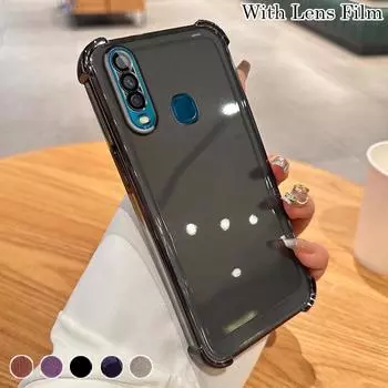 Противоударный чехол из ТПУ с подушкой безопасности и пленкой для линз для VIVO Y78 Y77 Y77E Y35 Y20 Y21S Y16 Y17 Y18 Y52S Y76S Y200i Y200 X70 X80 X90 X100 Pro S15 S17 S18 S19 Pro Vivo Y52S чёрный