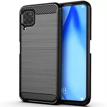 Противоударный чехол из углеродного волокна для Huawei P40 Lite, силиконовый чехол для p40lite Huawey, бампер, полная защитная задняя крышка, чехлы P40 Lite чёрный