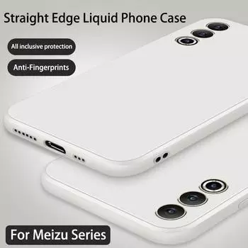 Противоударный чехол из жидкого силикона для Meizu 21 Pro 20 Infinity 18 18X Pro, мягкий ТПУ, ультратонкая задняя защита, матовый защитный чехол с прямым краем For Meizu 21 чёрный