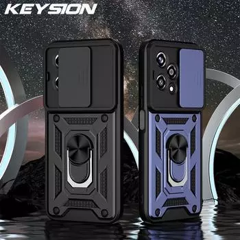 Противоударный чехол KEYSION для HONOR 200 Lite 5G, защитное кольцо для объектива камеры, чехол-подставка для телефона для Huawei Honor 200 Lite 5G for Honor 200 Lite красный