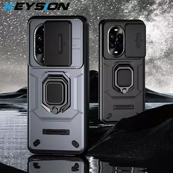 Противоударный чехол KEYSION для Huawei nova 13 Pro, защитное кольцо для объектива камеры, подставка, задняя крышка для телефона Huawei nova13 13 Pro for Huawei nova 13 фиолетовый