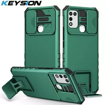 Противоударный чехол KEYSION для Infinix Hot 11 Play 10, защитный чехол для камеры с подставкой, чехол для телефона Hot 11S NFC 10i 10S for Infinix Hot 11 Play белый