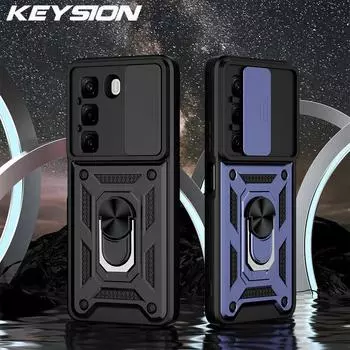 Противоударный чехол KEYSION для Infinix Hot 50 4G 5G Slide Camera Защитное кольцо Подставка для телефона Задняя крышка для Infinix Hot 50 Pro+ 4G for Hot 50 Pro Plus 4G красный